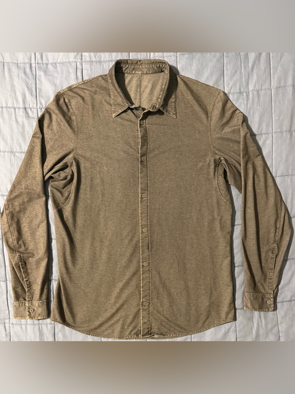 lululemon Commission Long Sleeve Shirt Carob Brown Olive Gray Men’s L
